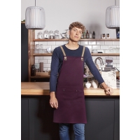 Bib Apron Urban-Nature with Cross Straps and Big Pocket - Aubergine