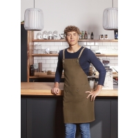 Bib Apron Urban-Nature with Cross Straps and Big Pocket - Cinnamon