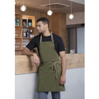 Bib Apron New-Nature , from sustainable material , 65 % GRS Certified Recycled Polyester / 35 % Conventional Cotton - Moss green