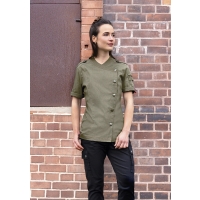 Short-Sleeve Ladies' Chef Jacket Denim-Style ROCK CHEF®-Stage2 - Vintage moss green