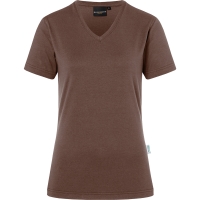 Ladies' Workwear T-Shirt Casual-Flair, from Sustainable Material , 51% GRS Certified Recycled Polyester / 46% Conventional Cotton / 3% Conventional Elastane - Light brown