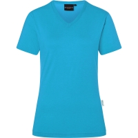 Ladies' Workwear T-Shirt Casual-Flair, from Sustainable Material , 51% GRS Certified Recycled Polyester / 46% Conventional Cotton / 3% Conventional Elastane - Pacific blue