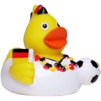 Squeaky duck soccer fan - Black/red/yellow