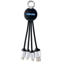 3-in-1 Charging Cable with Light - Black/blue