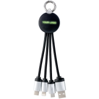 3-in-1 Charging Cable with Light - Black/green