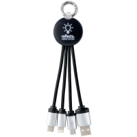 3-in-1 Charging Cable with Light - Black/white