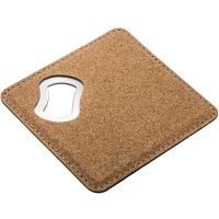 Coaster with bottle opener - Light brown