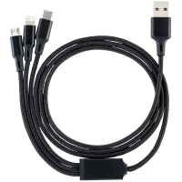 3-in-1 Charging Cable with Light - Black