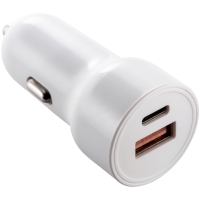 USB-C & USB car charger - White