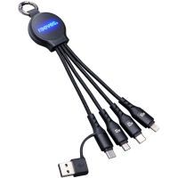 6-in-1 Charging Cable with Light - Black / blue