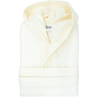 Velour Bathrobe Hooded - Ivory Cream