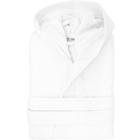 Velour Bathrobe Hooded - White