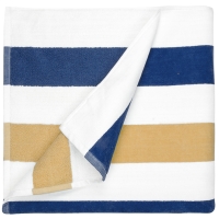 Beach Towel Stripe - Navy Blue/Gold