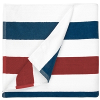 Beach Towel Stripe - Navy Blue/Red