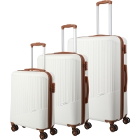 BALI  3-piece suitcase set - White/cognac